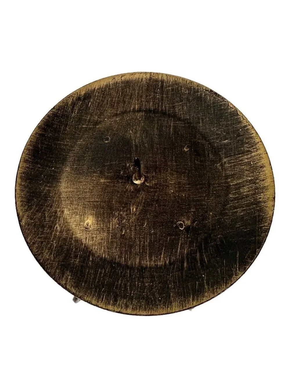Distressed Black Gold Scroll Metal 11 inch Pillar Candle Holder A1